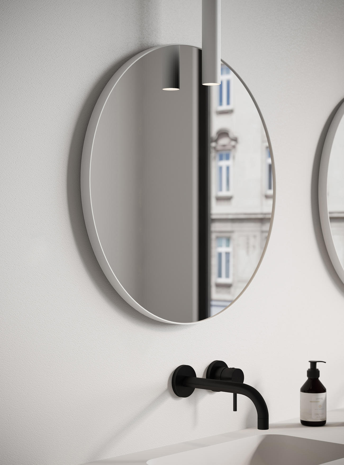 Mirror White Line Round