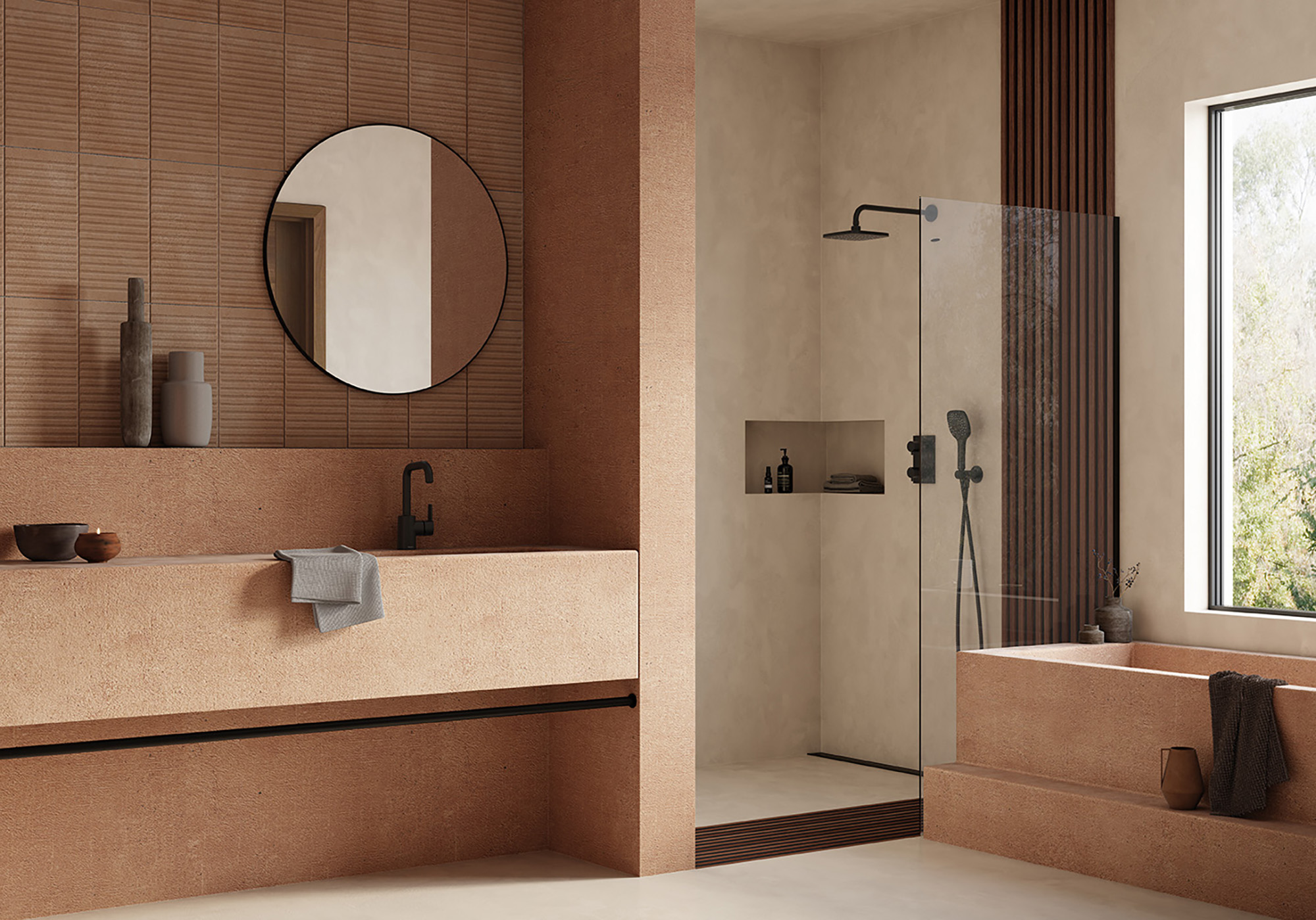 1763061 Pine Basin High Spout And 5716261 HS1 Concealed Kit Shower System Matt Black Miljo (1)