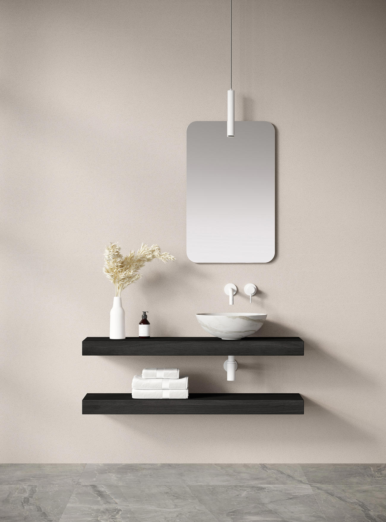 Wooden Base Shelf Duo Mood04 BL